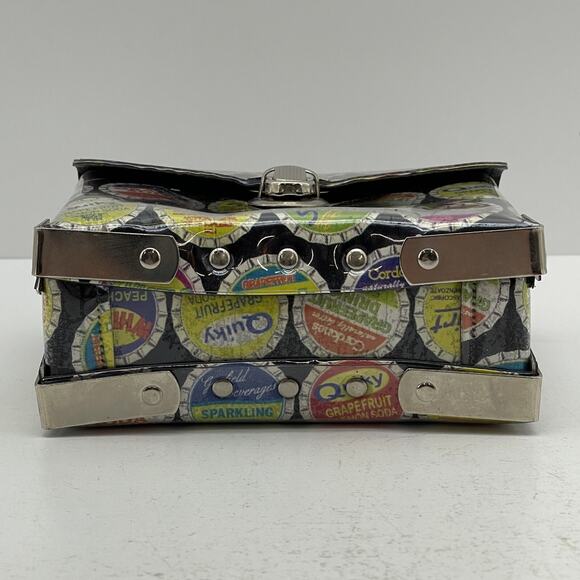 Vintage Soda Cap Designs Handbag Storage Carry Pouch Tuck Lock Buckle Purse - Picture 6 of 10